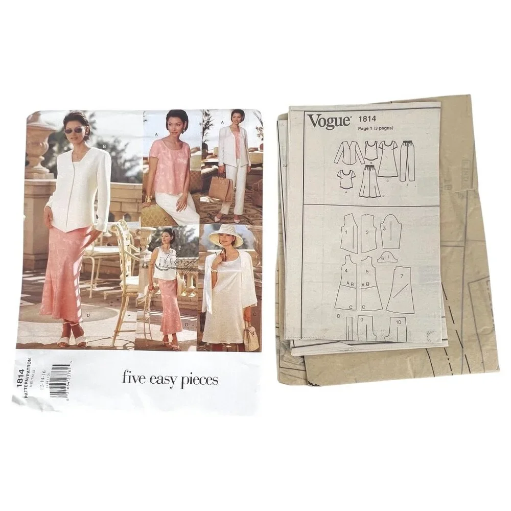 1996 Vogue 1814 Sewing Pattern Petite 12 14 16 Jacket Top Skirt Pant Dress UC FF